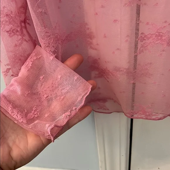 American Eagle Pink Sheer Lace Women's Top - Picture 3 of 3